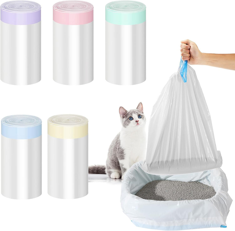 Tinlade 50 Count Jumbo Cat Litter Box Liners,39 x 22 Inch,White, Multicolor