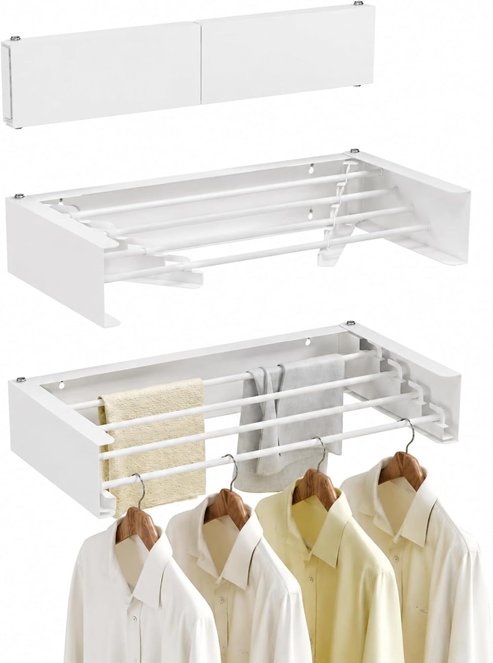 Wall Mounted Clothes Drying Rack,White 19.7",
