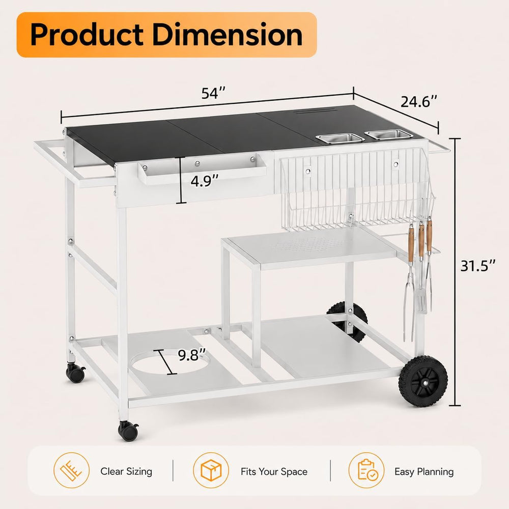 SUNLEI Rolling Cart Kitchen Storage Organizer with Spice Basket, Kitchen Isla...