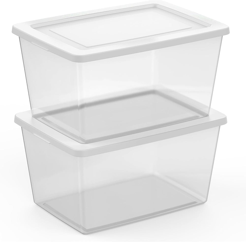 Sterilite Clear Storage Box Stackable Tote, 58 Quart, 18-Pack