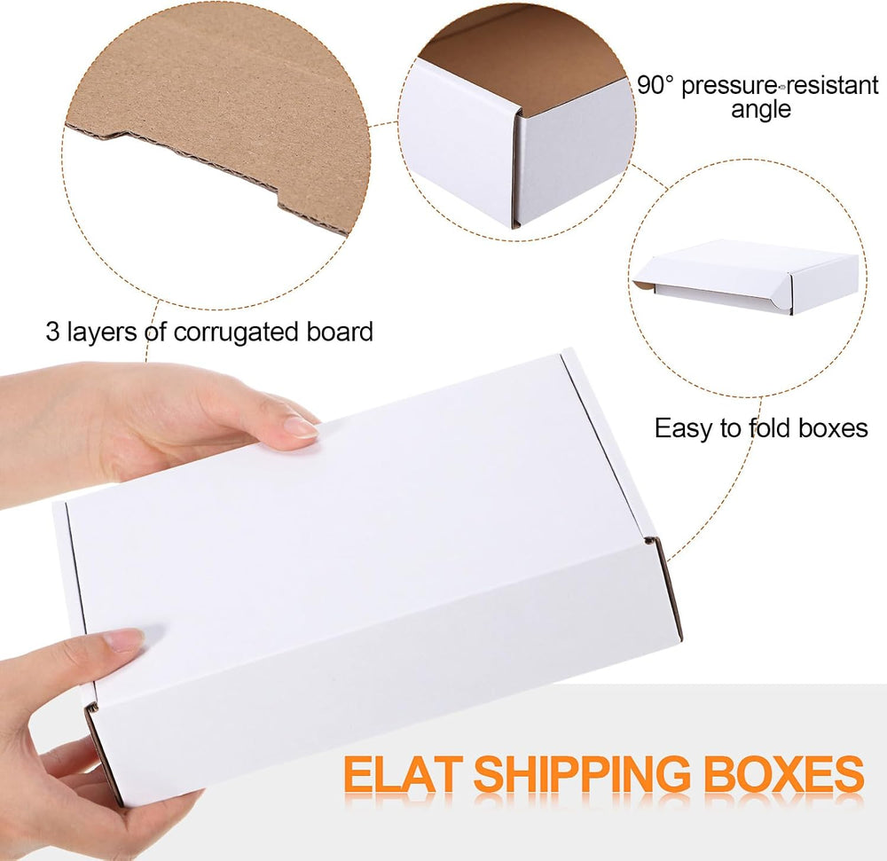 Qilery 200 Pcs 6.1 x 4.02 x 1.26 Inches Mailing Boxes White Mailer Boxes