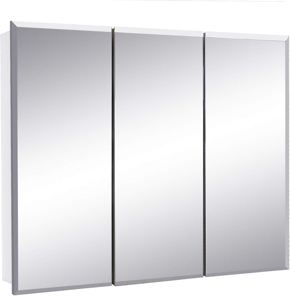 Design House Cyprus Medicine Cabinet, 3 Frameless Mirrored Doors, 2 Adjustabl...