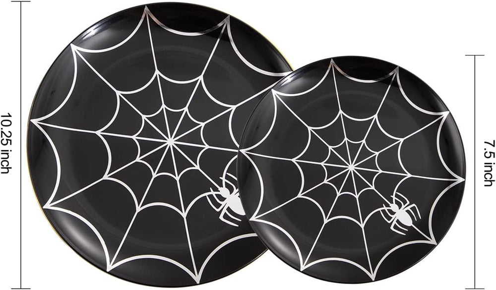 NOCCUR 60PCS Halloween Plastic Plates - 30 Black Dinner/Dessert Plates - Idea...