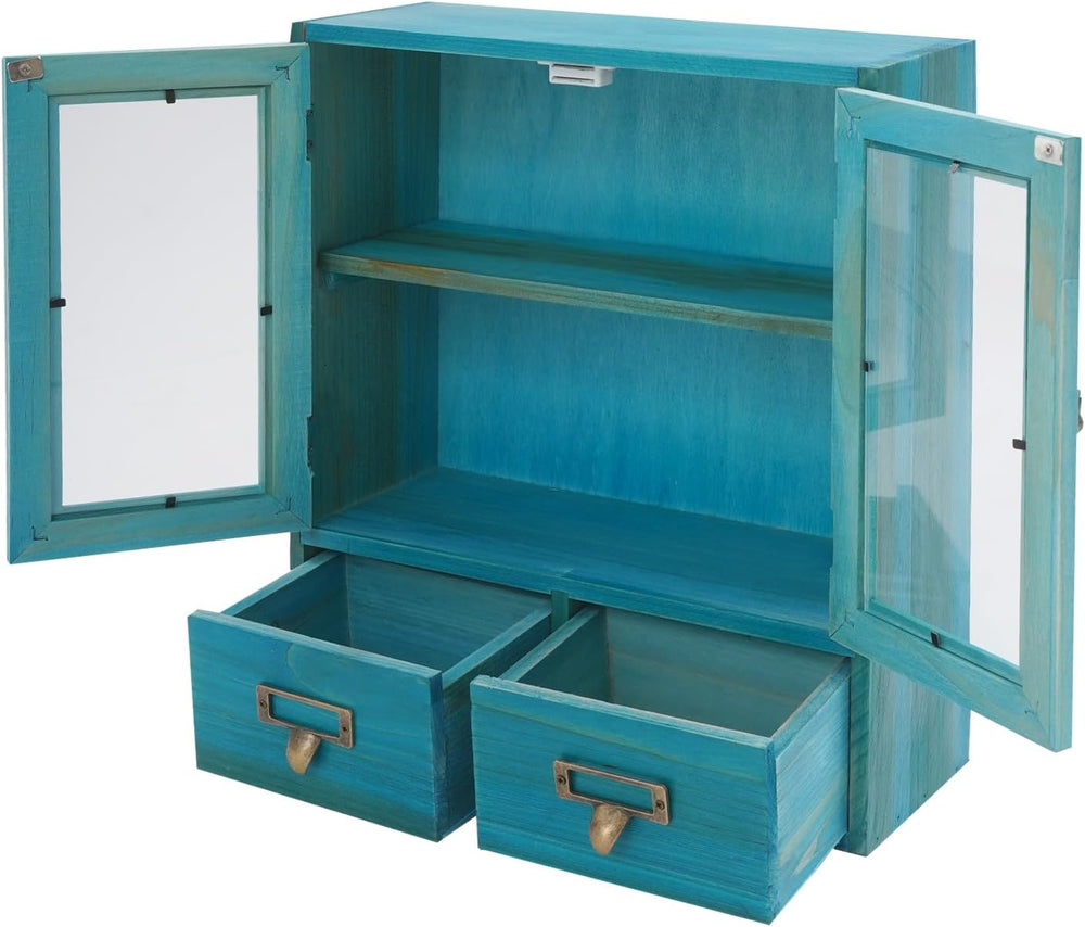 2-Tier Wooden Storage Cabinet with Double Doors & 2 Drawers, Stylish Apot...