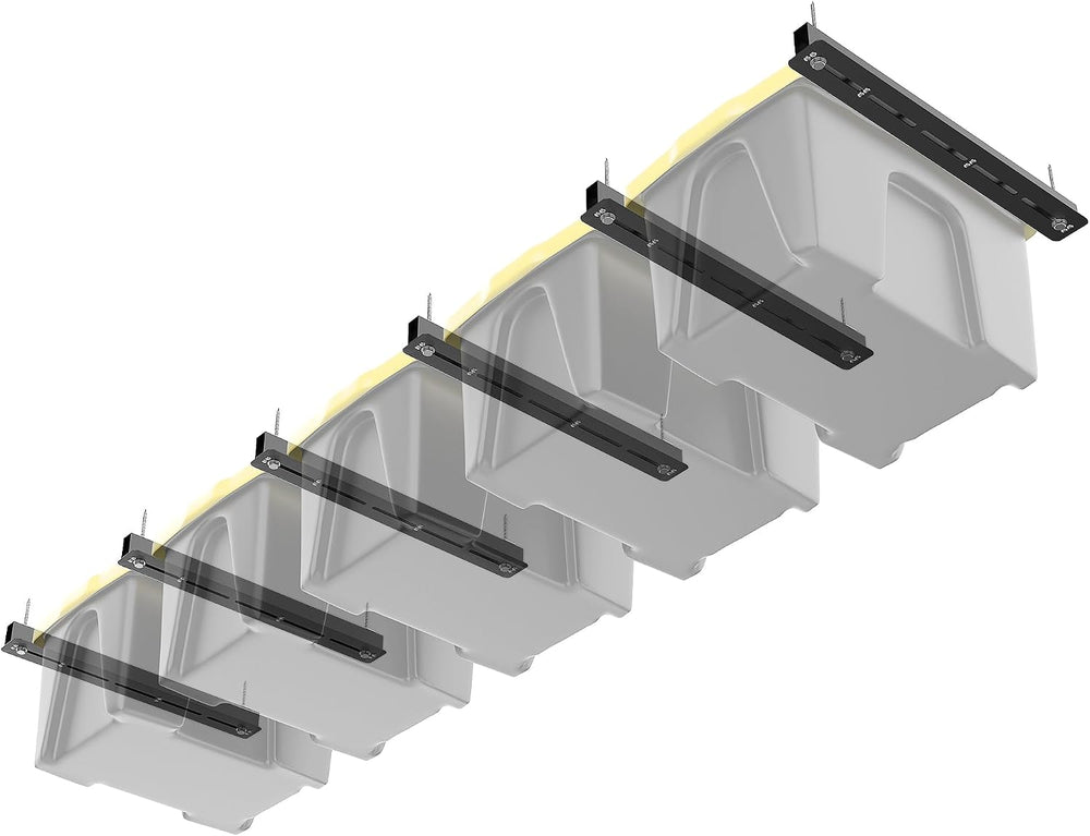 TORACK Garage Ceiling Bin Storage Rack, Overhead Tote Storage Rails
