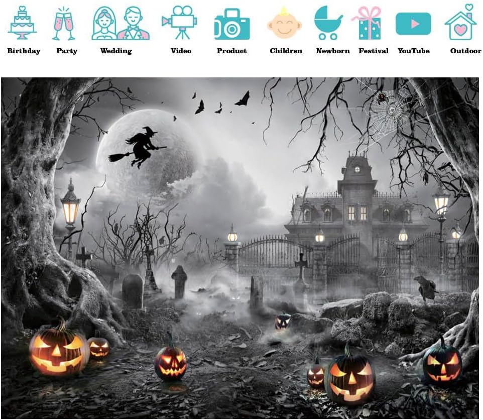 Halloween Backdrop Horror Backdrop Halloween Photo Backdrop for Halloween Par...