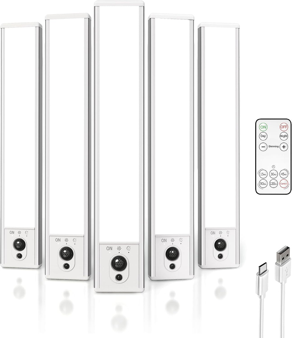 EZVALO 5-Pack Under Cabinet Lighting, 2400mAh Motion Sensor Light, LED Closet...