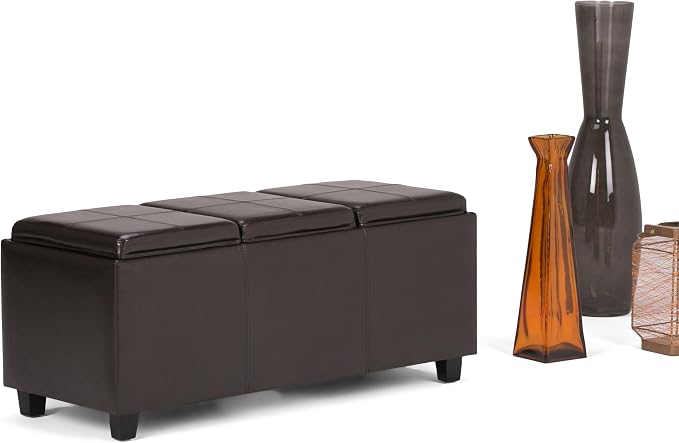 SIMPLIHOME Avalon 42 inch Wide Contemporary Rectangle Storage Ottoman in