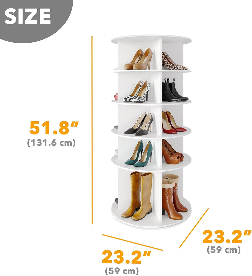 SpaceAid Rotating Shoe Rack 5 Tier Organizer, High Bottom Design Shoe Tower S...