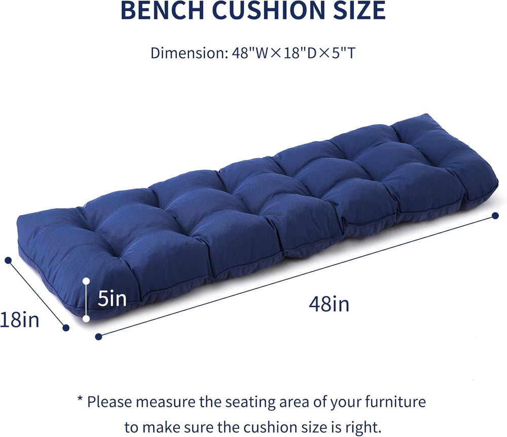 Outdoor Bench Cushion, 48x18x5 Inch, Navy Blue