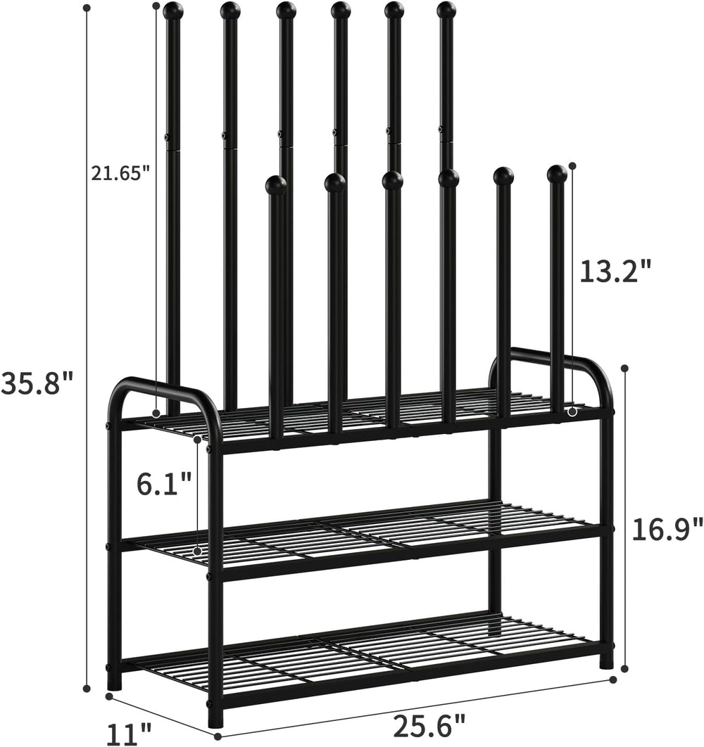 Kitsanery Shoe Rack - 3-Tier Metal Boot Rack Organizer for Entryway, Closet &...