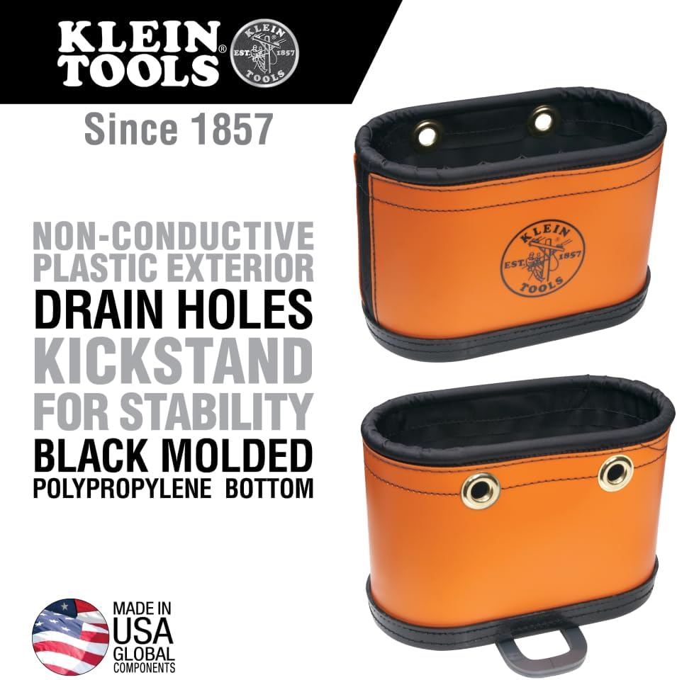 Klein Tools 5144 Canvas Bucket, Aerial Oval Tool Bucket with Black Molded Pol...