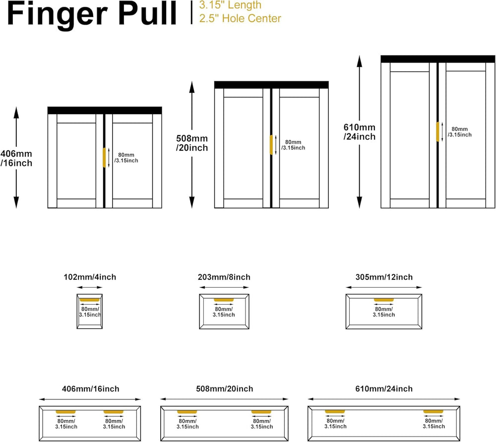 Satanga Edge Black Finger Pull for cabinets Kitchen Concealed Drawer pulls Al...