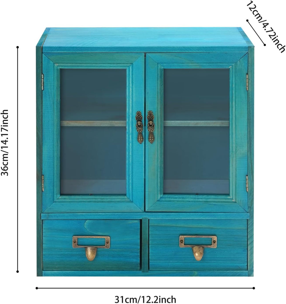 2-Tier Wooden Storage Cabinet with Double Doors & 2 Drawers, Stylish Apot...