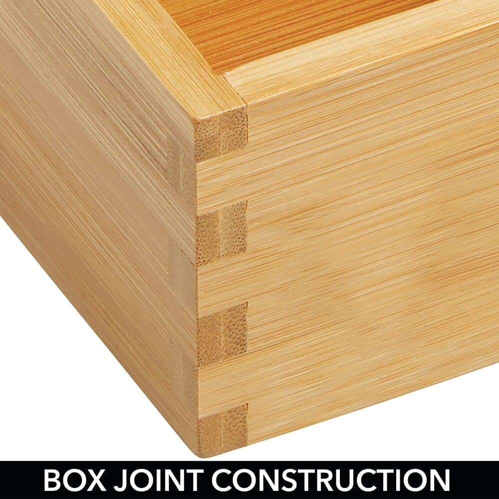 mDesign Wood Bamboo Storage Bin Container, Drawer Organizer Crate Boxes for K...