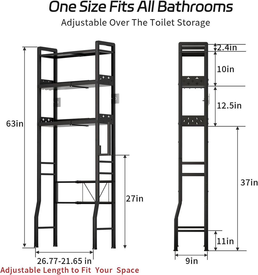 Over the Toilet Storage Shelf 3-Tier Adjustable Bathroom Organizers and Stora...