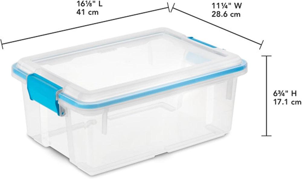 Sterilite 12 Qt Gasket Box, Weather-Resistant Clear Storage Bin, 6 Pack