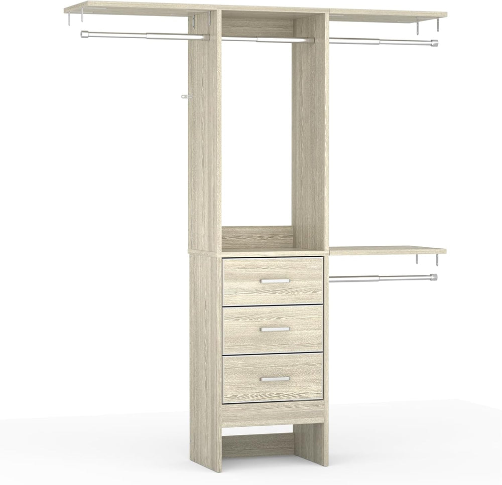 Besiost 4FT Small Closet System with 3 Fabric Drawers, 48'' Closet Or...