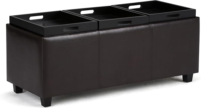 SIMPLIHOME Avalon 42 inch Wide Contemporary Rectangle Storage Ottoman in
