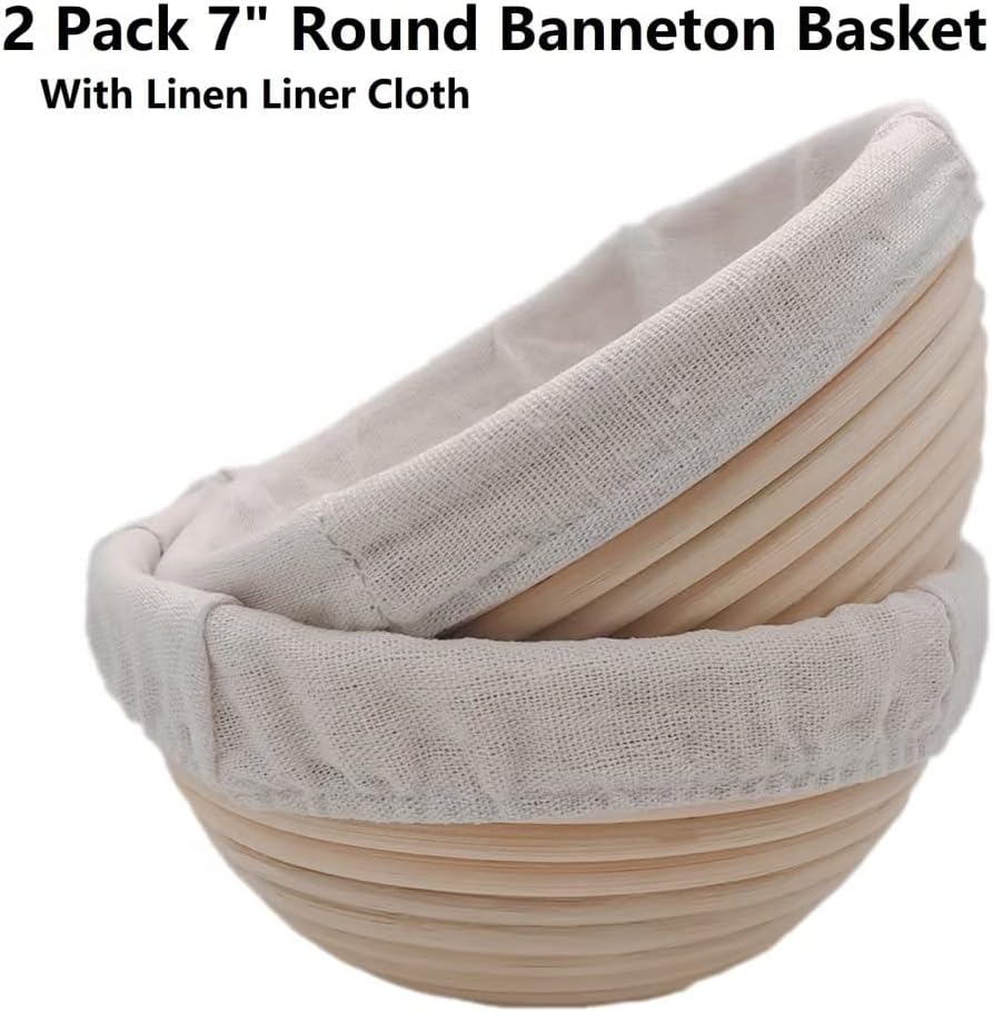 7 inches Round Banneton Basket for Bread Proofing, Dough Proofing Bowls with ...
