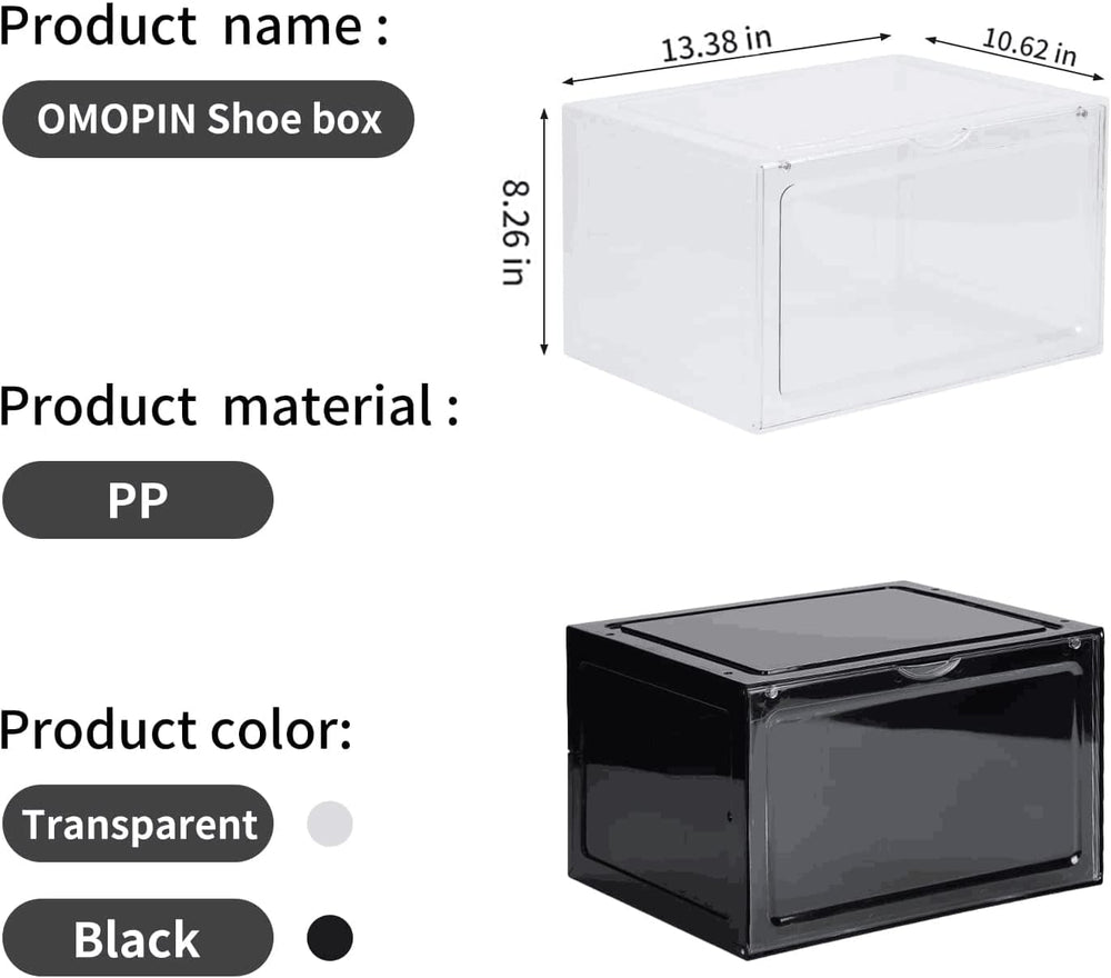XL clear shoe storage boxes stackable, 8 Pack Large Shoe Boxes Clear Plastic ...