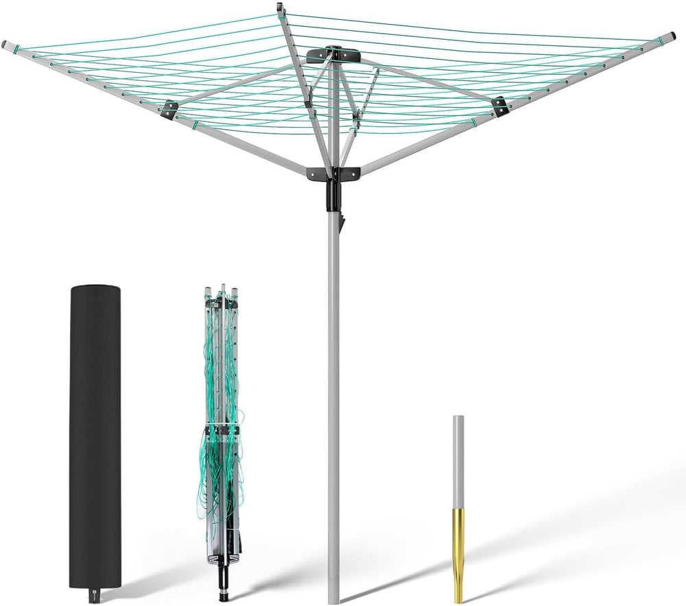 tonchean Adjustable Height Rotary 4-arm Clothesline Umbrella Drying Rack