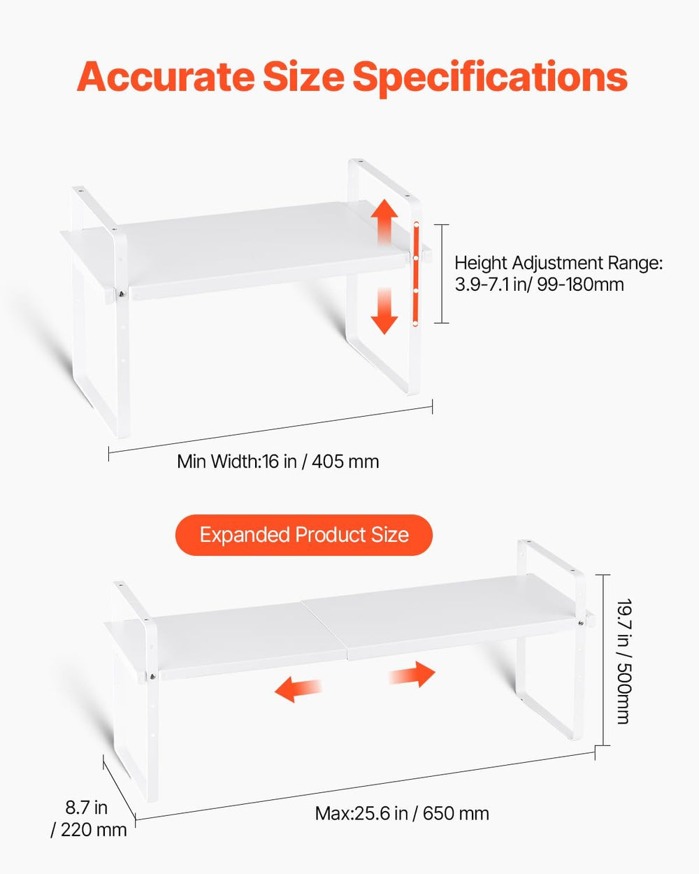 VEVOR Adjustable Kitchen Cabinet Shelf Organizer, 2 Tier Cabinet Shelf