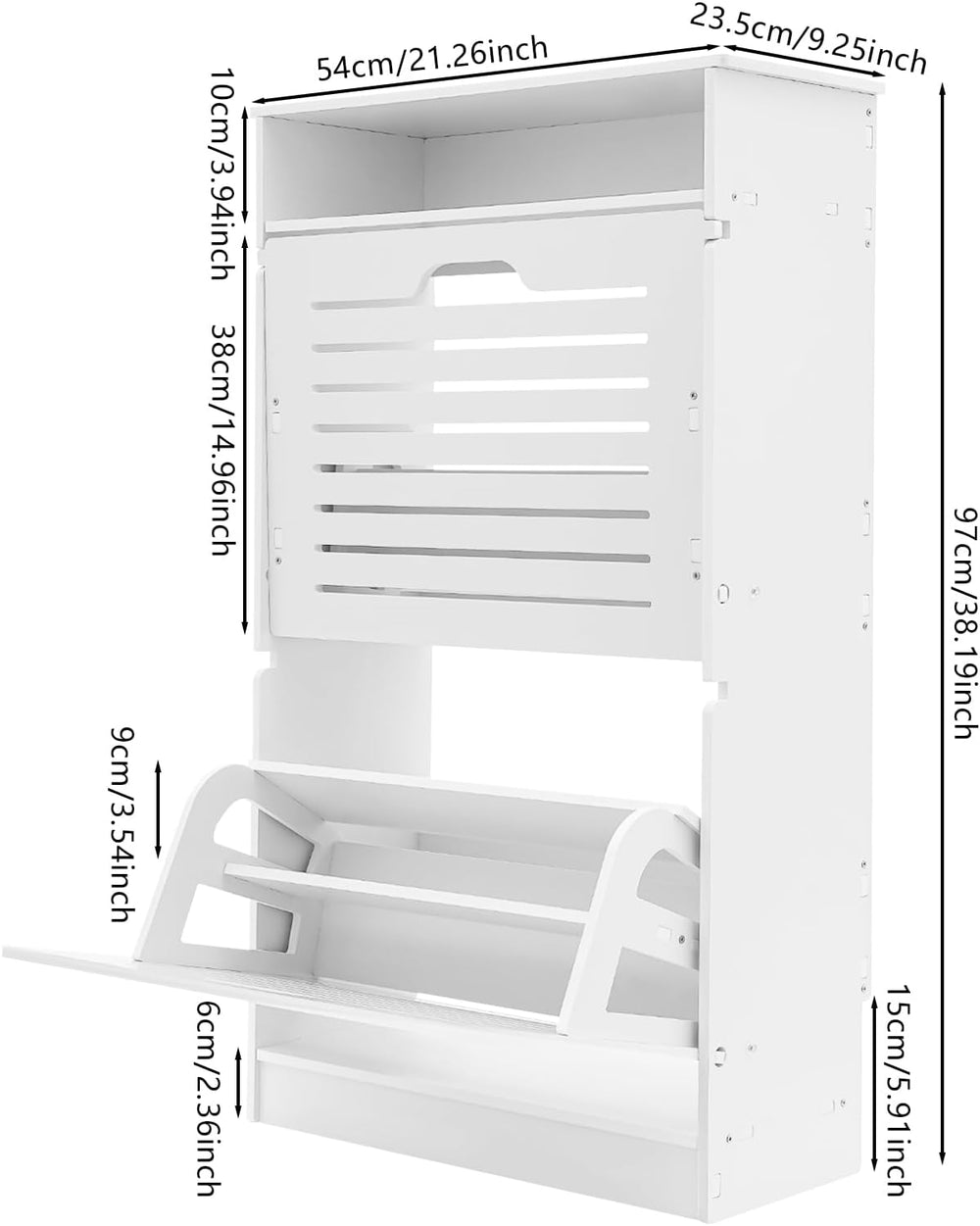 Free Standing Shoe Rack for Entryway, Hidden Narrow Shoe Storage Cabinet w/2 ...