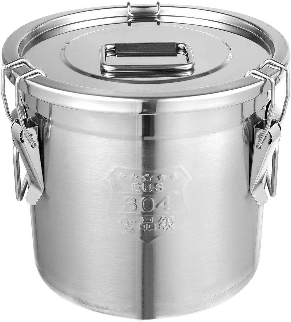 12L/3.17Gal Stainless Steel Airtight Canister 0.6mm Silver Food Storage Canis...