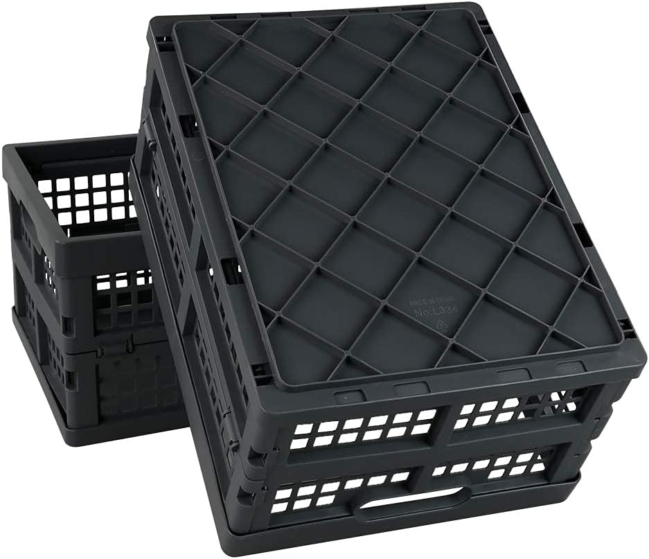 Idotry 3-PACK 15 L Folding Storage Crates, Stackable Collapsible Basket