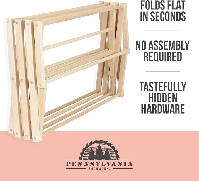 Pennsylvania Woodworks Clothes Drying Rack: Solid Maple Hard Wood Laundry Rack