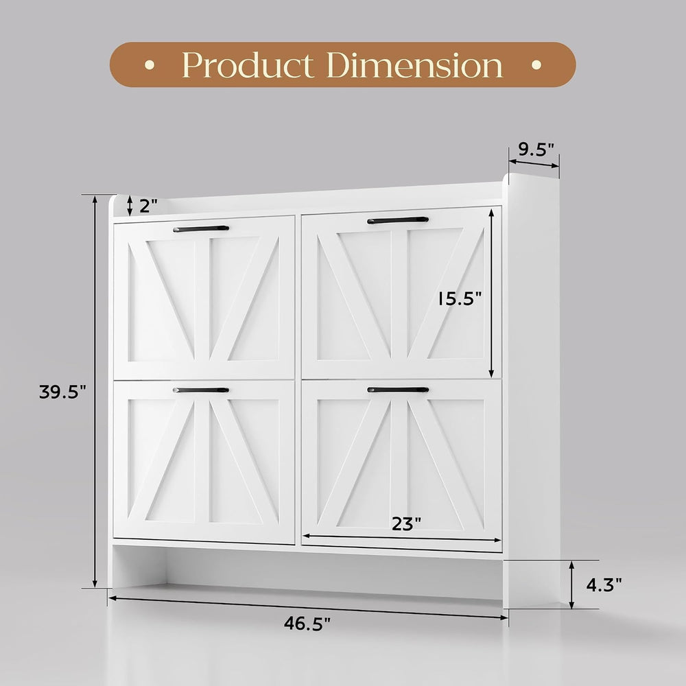 MU Shoe Storage Cabinet with 4 Flip Drawers, Freestanding Shoe Cabinet, Slim ...