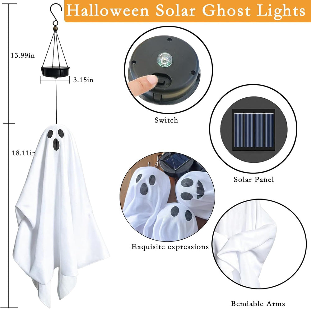 Solar Light Up Swinging Ghost, Halloween Outdoor Decor