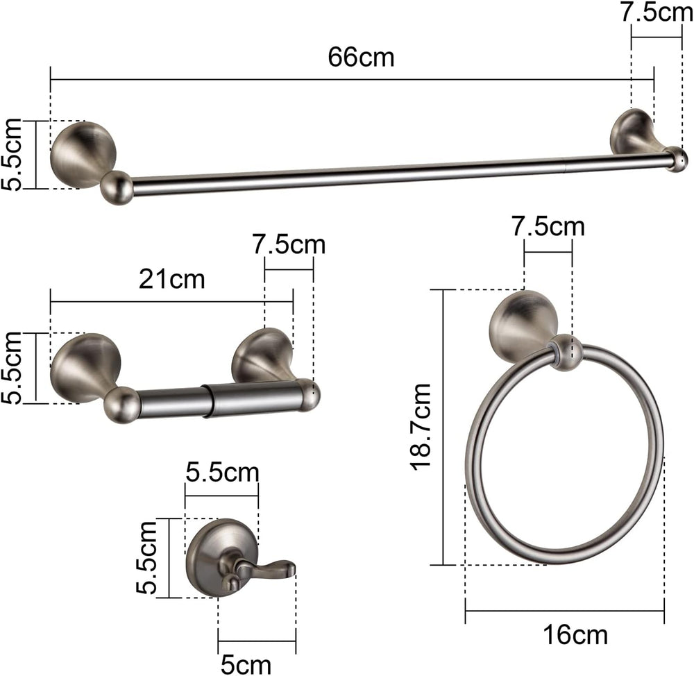 BGL Bathroom Hardware Set Brushed Nickel Adjustable Expandable Bath Towel Bar...