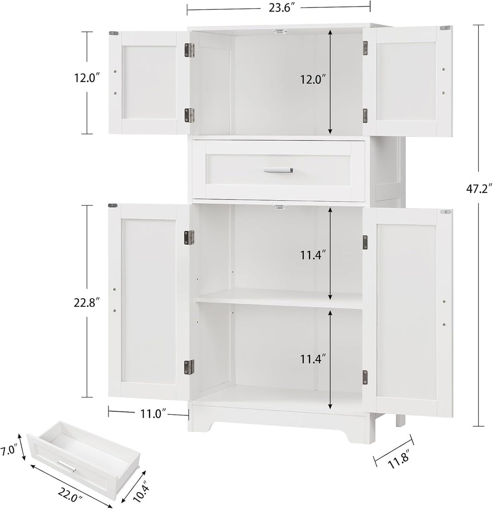 TEENFON Bathroom Storage Cabinet with Adjustable Shelf & Large Drawer
