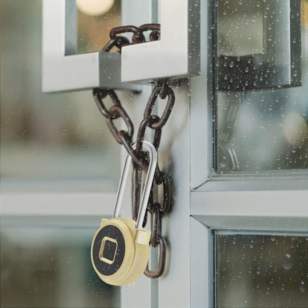 eLinkSmart Long Shackle Padlock, Fingerprint Locker Lock for Fence Gate
