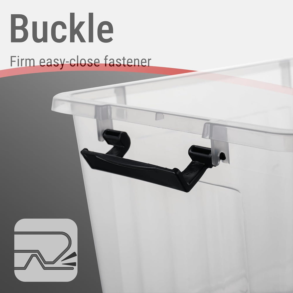 Cetomo Plastic Storage Bins, Lidded Storage Box with Strip for Home Office Do...