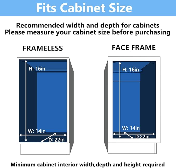 2 Tier Individual Pull Out Cabinet Organizer 13½" W x 21½" D, Heavy...