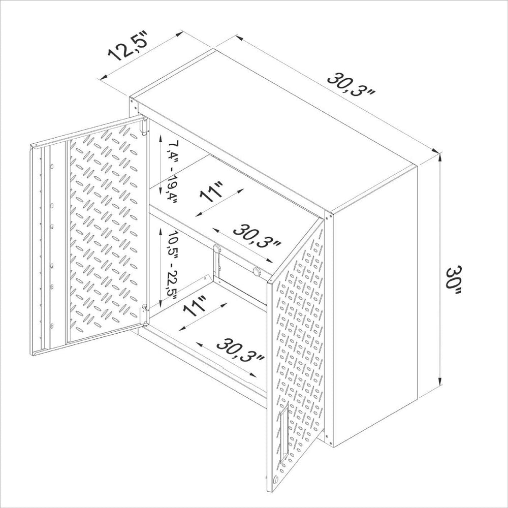 Manhattan Comfort Fortress Floating Garage Storage Cabinet with Adjustable Sh...