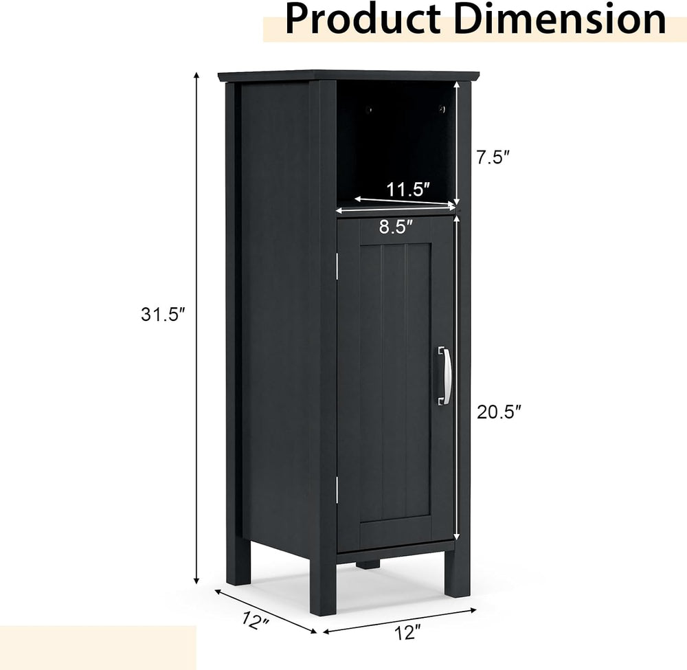 LDAILY LUARANE Wooden Bathroom Floor Storage Cabinet, Side Storage Organizer ...