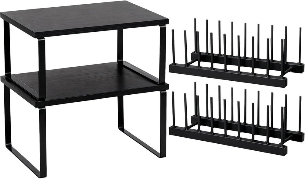 4 Pcs Kitchen Organizer Accessories Set for Cabinet, Black, 11.8 x 7.9''