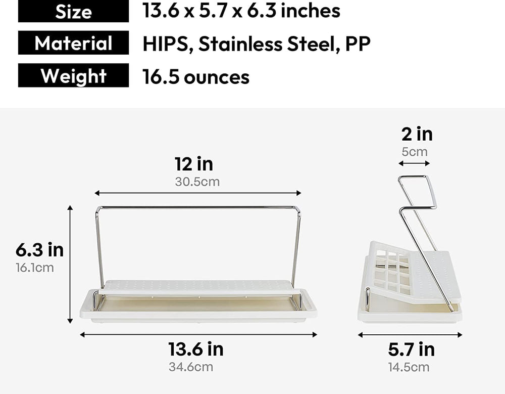 carrotez Bottle Drying Rack with Drain Tray, White