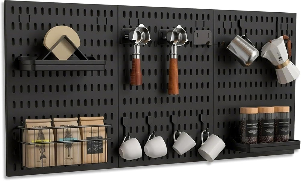 Coffee Pegboard Wall Storage Set – Wall-Mounted Coffee Mug Holder with Hooks,...
