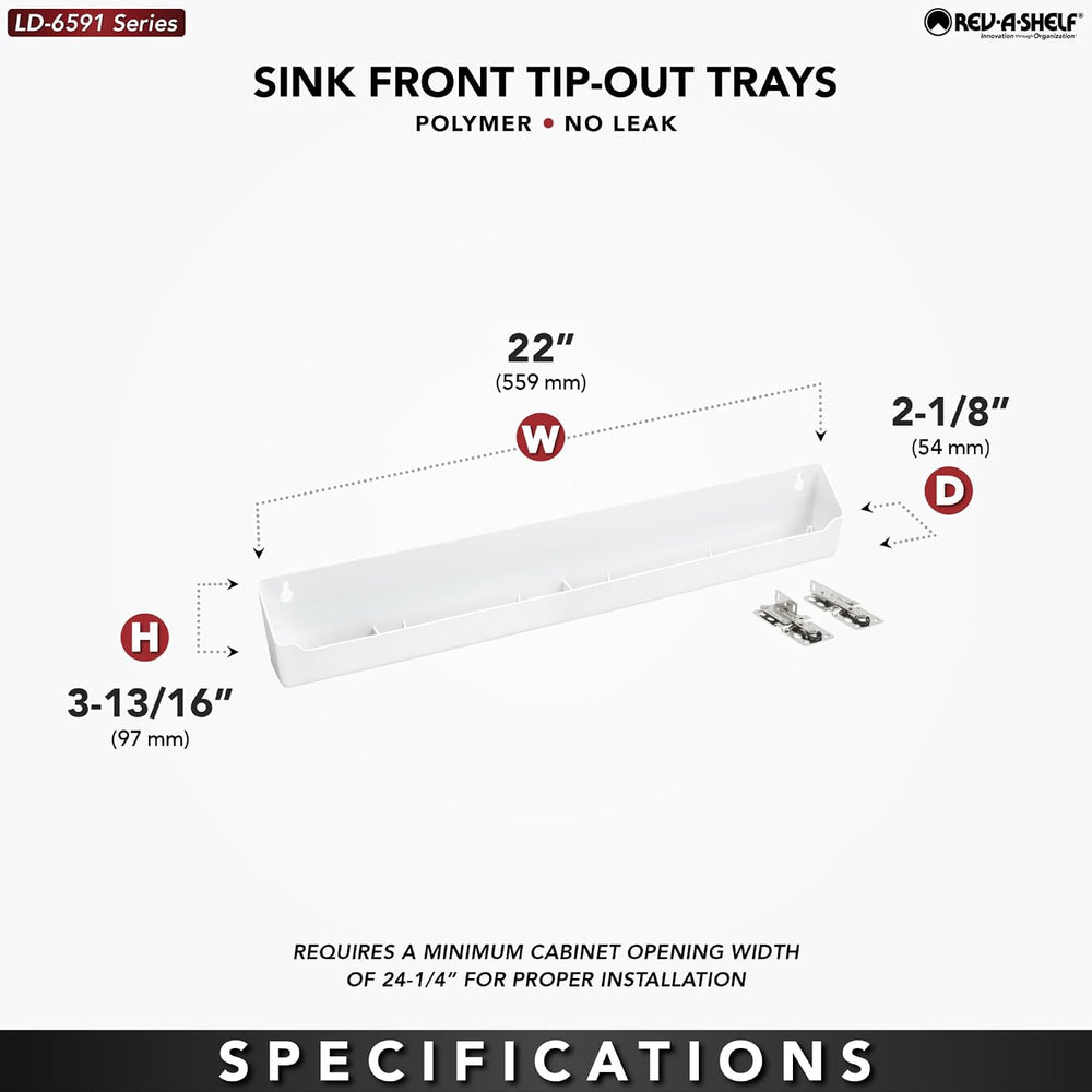 Rev-A-Shelf Tip-Out Sink Tray for Kitchen Cabinets, Min Opening 24.25" W