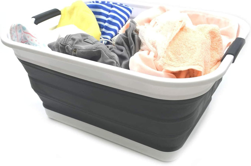 SAMMART 42L(11 gallon) Collapsible Plastic Laundry Basket-Foldable Pop Up Sto...
