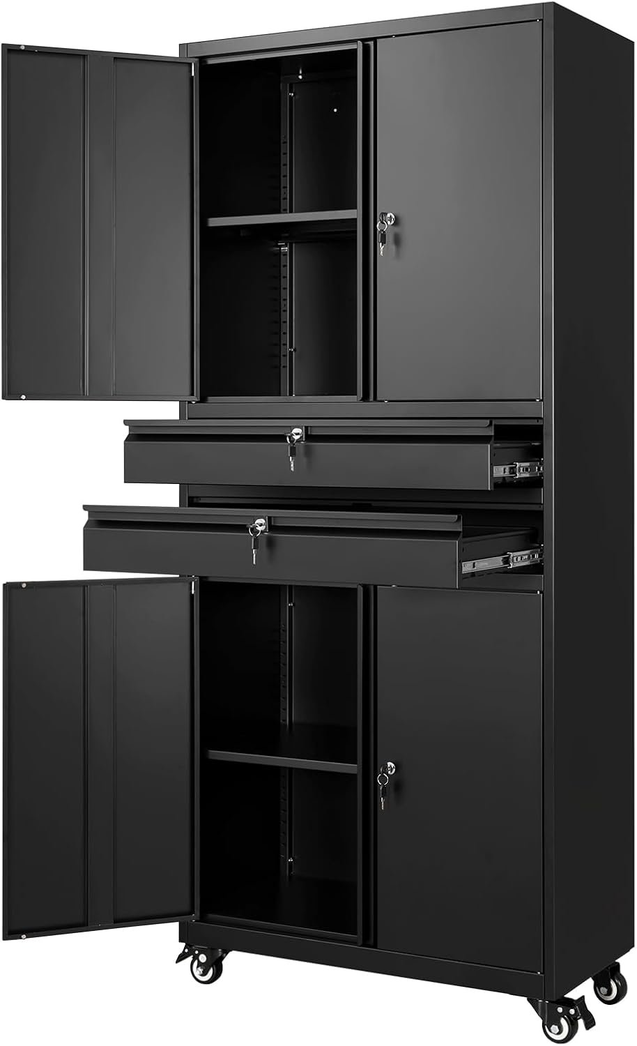 Yizosh Metal Garage Storage Cabinet with Locking Doors and Adjustable Shelves...