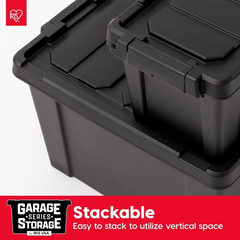 IRIS USA 6-Pack 20 Gal Heavy Duty Lockable Storage Totes with Lids, Black