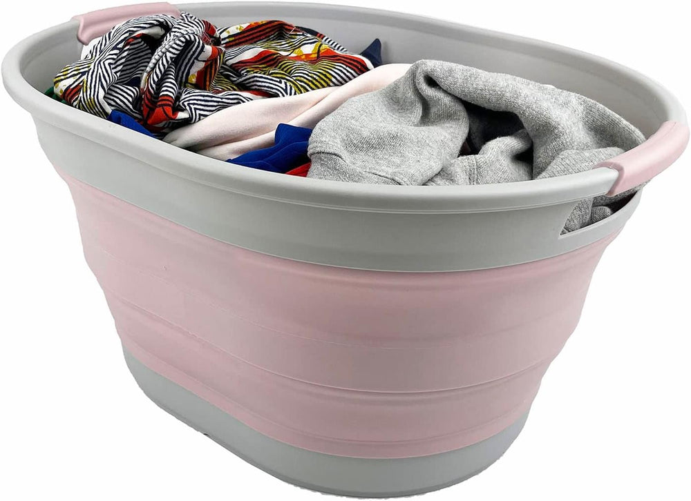 SAMMART 23L (6 Gallons) Collapsible Plastic Laundry Basket - Oval Tub - Folda...