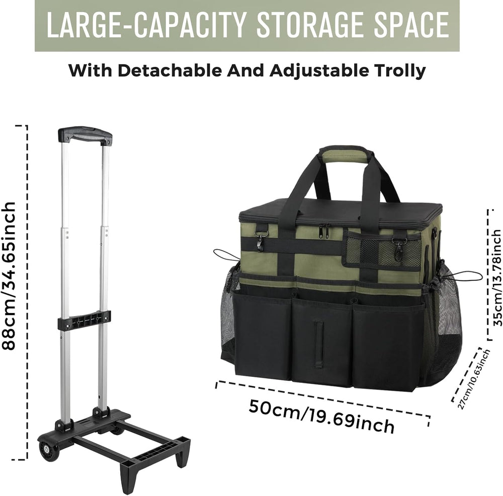 Rolling Cleaning Caddy Bag with Detachable Trolley, Large Cleaning Supplies O...