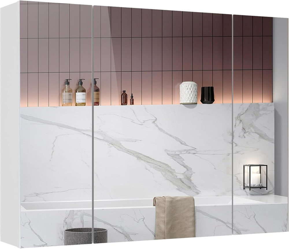 Medicine Cabinets Bathroom Mirror Cabinet with 3 Door 31.5x23.6 Inch Bathroom...